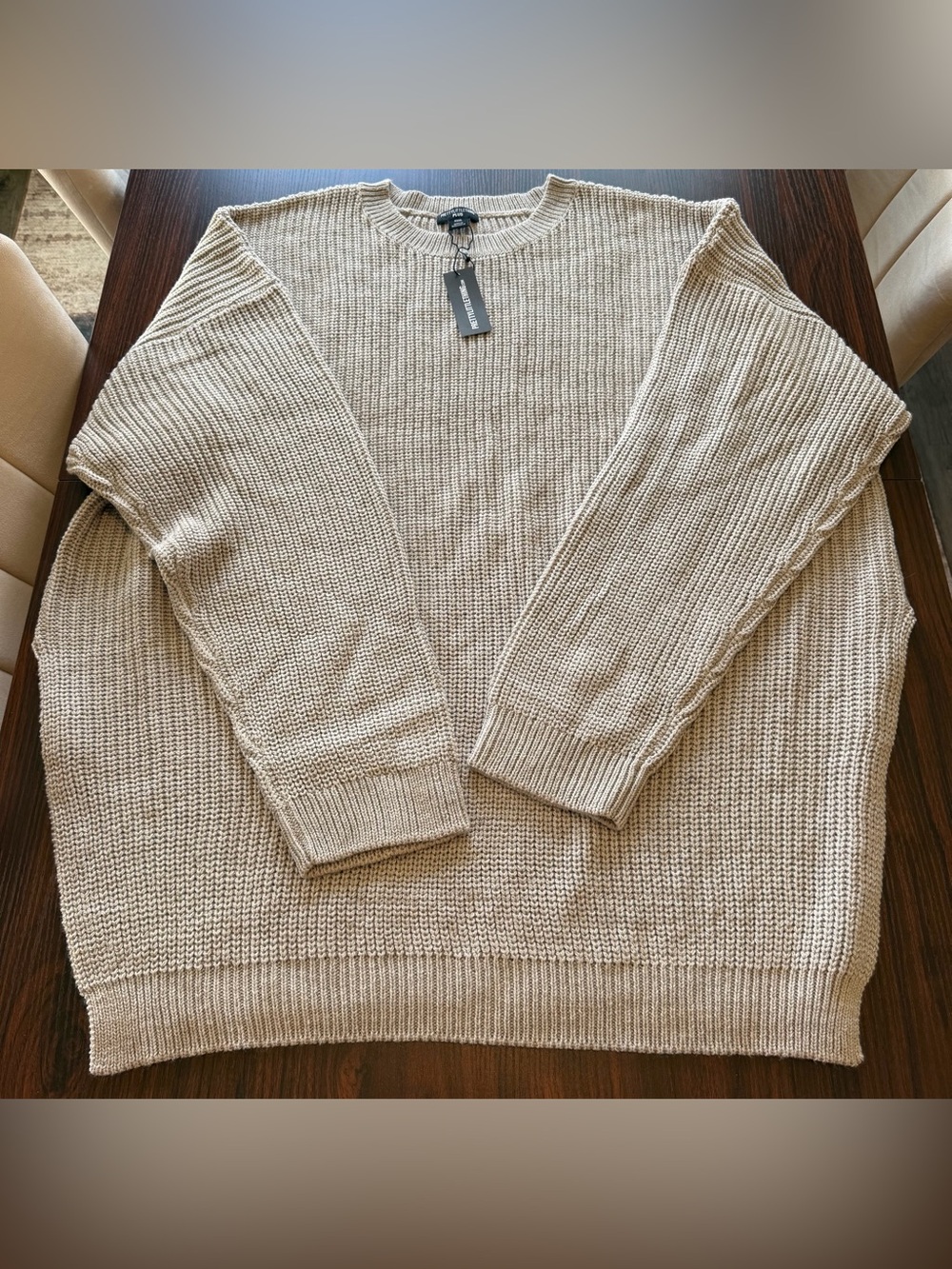 NWT PrettyLittleThing Sweater Grey Oversized Side Split Knit Top Plus Size XXXL
